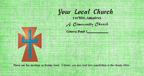 Christian giving or pledge color options on envelopes for pew or congregation
