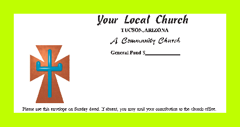 Color options on Christian love offering envelopes for bible churches for congregation