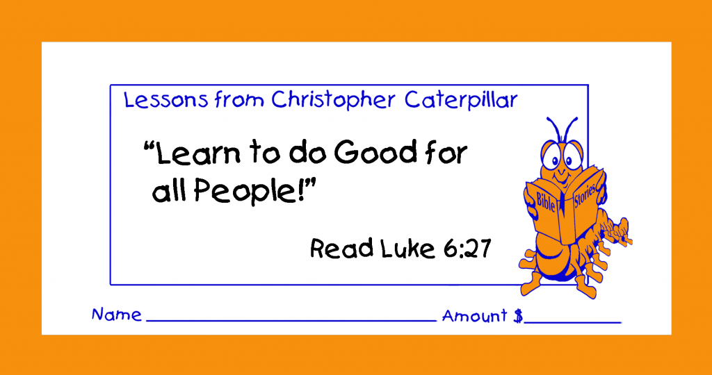 Worship God by good stewardship with love offering or donation children’s envelopes