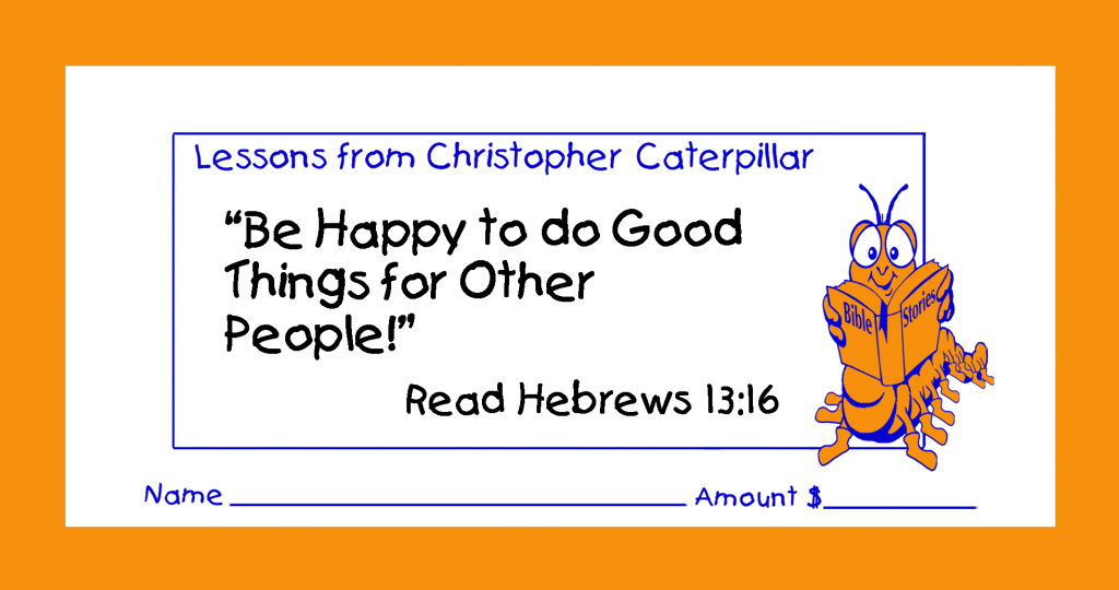 Worship God by good stewardship with love offering or donation children’s envelopes