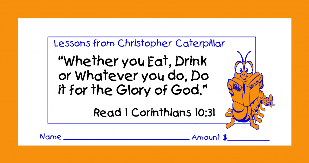 Worship God by good stewardship with love offering or donation children’s envelopes