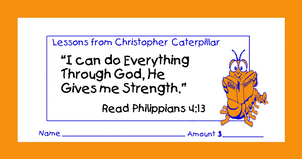 Christian giving or pledge children’s envelopes for pew or congregation