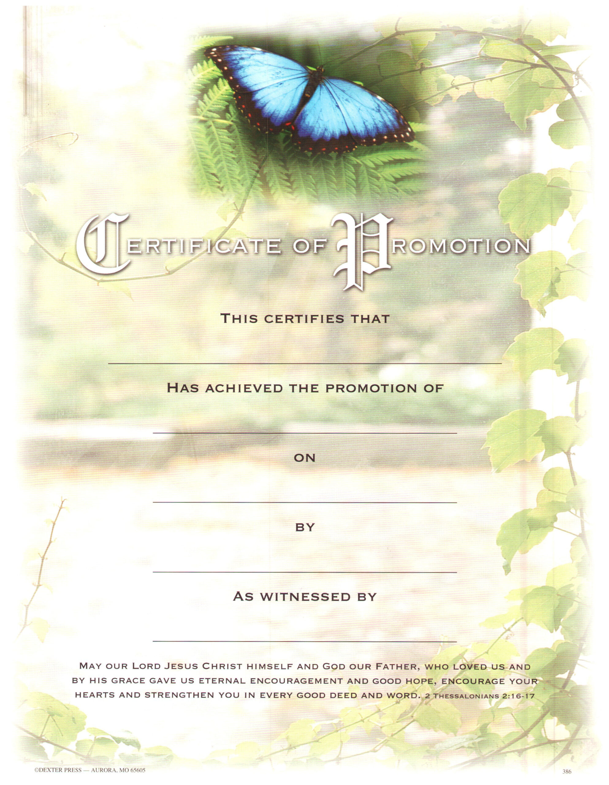 Christian certificate given by minister in sanctuary