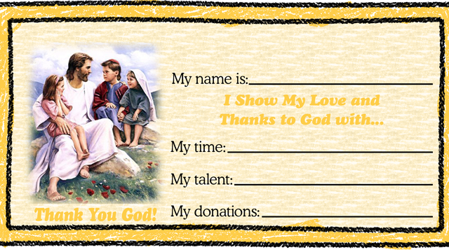 Christian giving or pledge children’s envelopes for pew or congregation