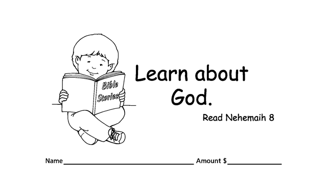 Worship God by good stewardship with love offering or donation children’s envelopes