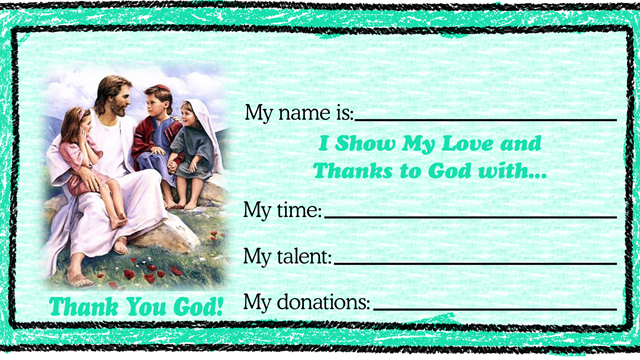 Christian giving or pledge children’s envelopes for pew or congregation