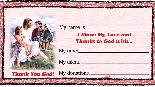 Worship Jesus by good stewardship with tithing & collection children’s envelopes for bible churches