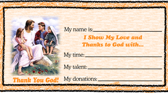 Worship God by good stewardship with love offering or donation children’s envelopes